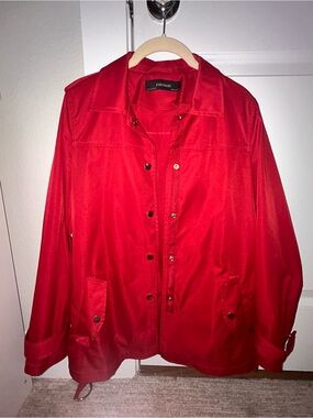 Zara Bright Red Trench Coat with Button Front
